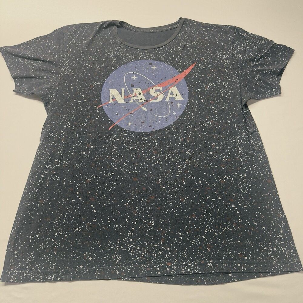 NASA space t-shirt with white speckles on dark gray background 2XL